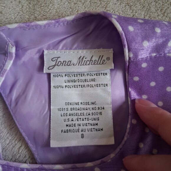 Jona Michelle Girl's Size 8 Lilac Polka Dot Formal Spring Dress - Picture 6 of 9